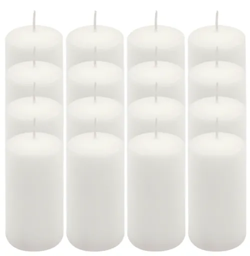Bílá parafínová svíčka 10 cm, 20 h, 16 ks