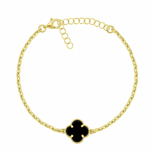 Brilio Silver Pozlacený náramek pro ženy Čtyřlístek BRC190YBC