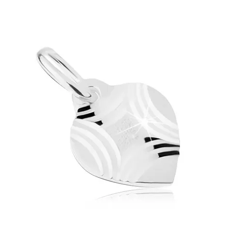 Stříbrný 925 přívěsek, srdíčkovitý lístek s ozdobným gravírováním