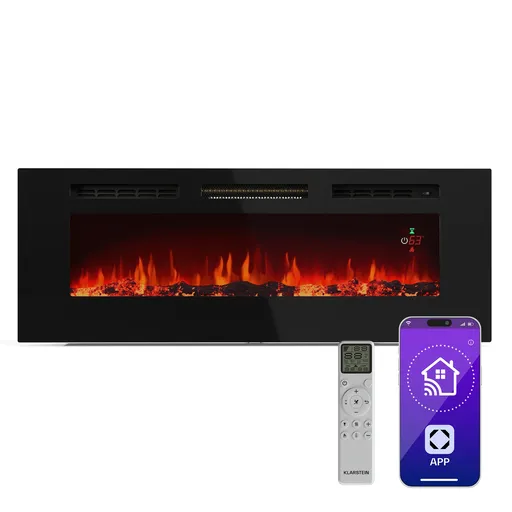Klarstein Inteligentní elektrický krb Galeras, 2 nastavení teploty, 16 - 30°| Iluze plamene LED, Možnost připojení k IOT