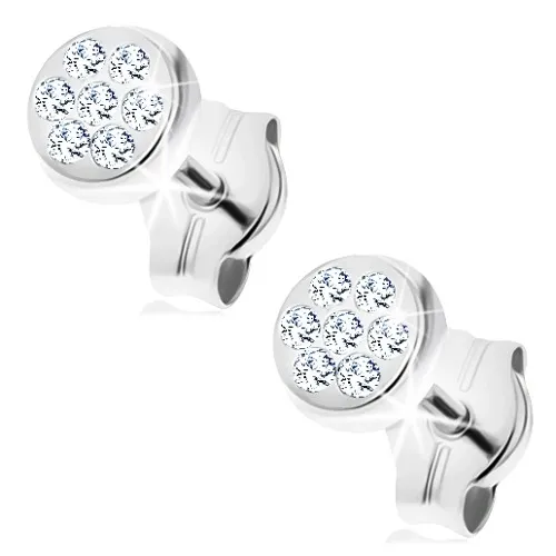 Zlaté náušnice 585 - kruh vykládaný drobnými zirkonky čiré barvy