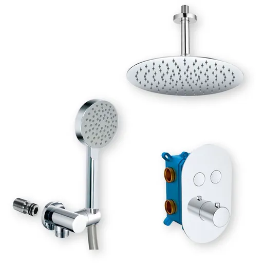 Mereo Sprchová sada s termostatickou podomítkovou tlačítkovou baterií 2-cestná oválný kryt CB60106TB4
