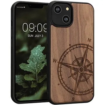 KW Germany Kryt z pravého dřeva pro iPhone 14 - kompas (59124.01)