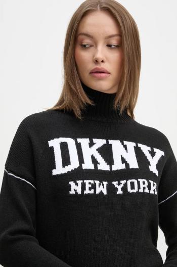 Svetr Dkny dámský, černá barva, s pologolfem, DJ4R0386