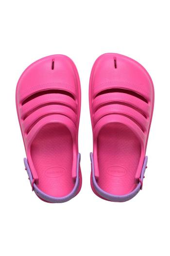 Dětské pantofle Havaianas CLOG růžová barva