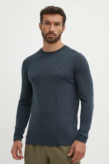 Sportovní tričko s dlouhým rukávem Fjallraven Abisko Wool tmavomodrá barva, hladký, F87194