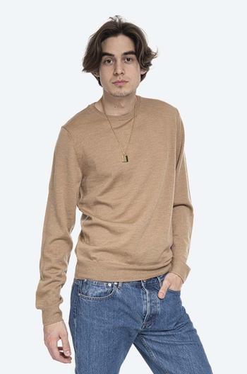 Vlněný svetr A.P.C. Pull King WVAWM-H23628 BEIGE pánský, béžová barva, lehký