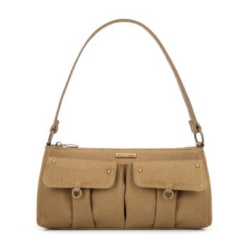 Dámska ramenná kabelka s vreckami khaki 100-4Y-439-Z