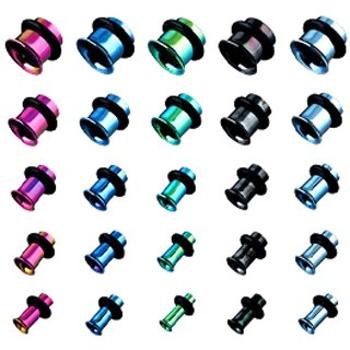 Tunel do ucha z titánu, anodizovaný, viacfarebný s gumičkou - Hrúbka: 10 mm, Farba piercing: Fialová