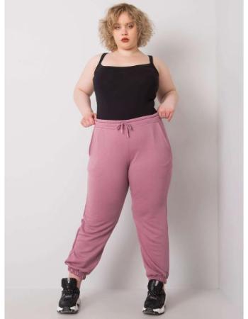 Dámské tepláky bavlněné plus size AINHOA špinavě růžové 