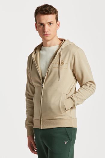 MIKINA GANT REG TONAL SHIELD FULL ZIP HOODIE CONCRETE BEIGE