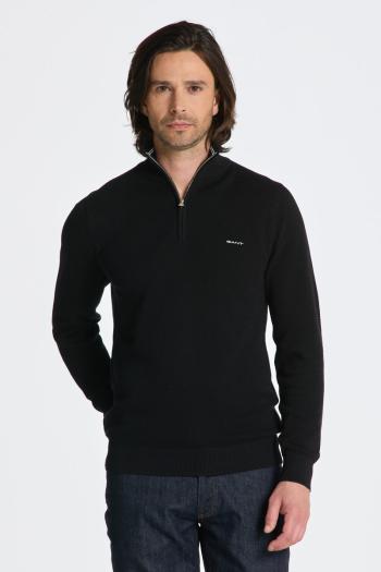 SVETR GANT COTTON PIQUE HALFZIP BLACK