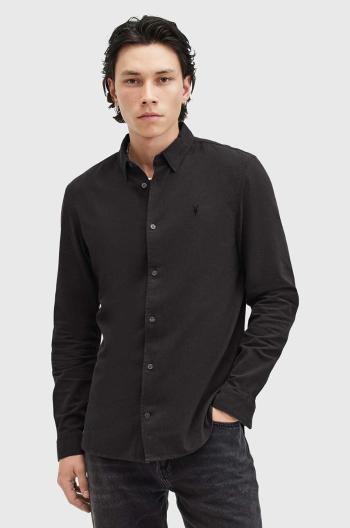 Bavlněná košile AllSaints LOVELL LS SHIRT černá barva, slim, s klasickým límcem, M152SB