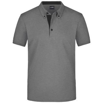 James & Nicholson Elegantní pánská polokošile JN964 - Světle šedý melír / černá | XXXL