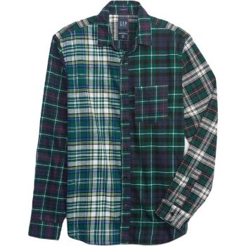 GAP MIXED PLAID FLANNEL Pánská košile, zelená, velikost