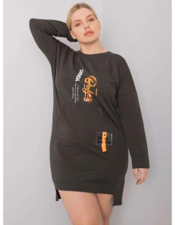 Dámské šaty plus size teplákové AKIRA tmavě khaki  