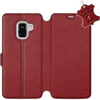 Flip pouzdro na mobil Samsung Galaxy A8 2018 - Tmavě červené - kožené -   Dark Red Leather (5903226517855)