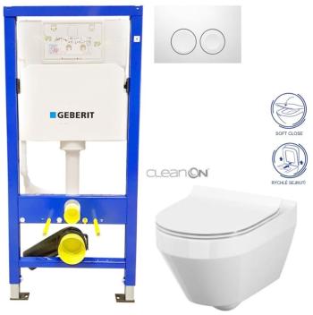 Geberit Duofix tlačítko DELTA21 bílé WC CERSANIT CREA OVÁL CLEANON + SEDÁTKO 458.103.00.1 21BI CR1