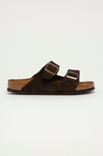 Semišové pantofle Birkenstock Arizona pánské, hnědá barva