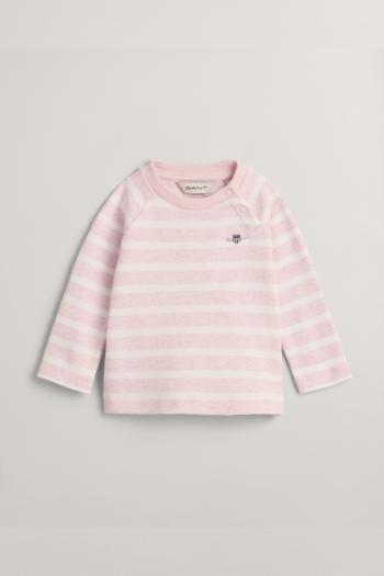 TRIČKO GANT STRIPED LS RAGLAN TOP LIGHT PINK MELANGE