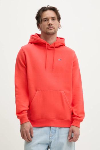 Mikina Tommy Jeans pánska, oranžová farba, s kapucňou, jednofarebná, DM0DM20742