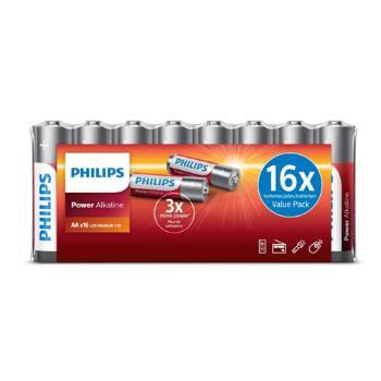 Philips Baterie AA 1,5 V Power Alkaline, 16 ks