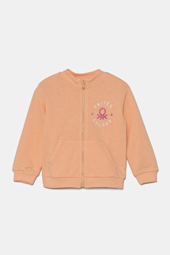 Detská bavlnená mikina United Colors of Benetton oranžová farba, vzorovaná, 3J70G503N