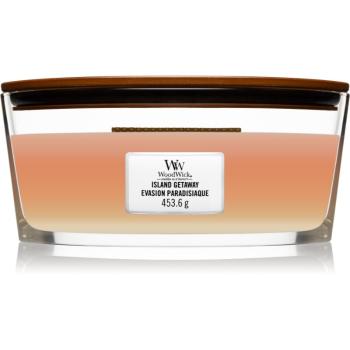 Woodwick Trilogy Island Getaway vonná svíčka s dřevěným knotem (hearthwick) 453 g