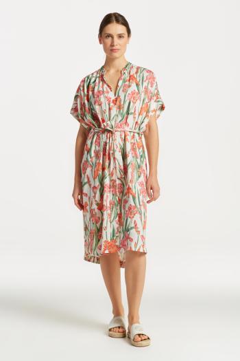 ŠATY GANT RELAXED IRIS PRINT CAFTAN DRESS EGGSHELL