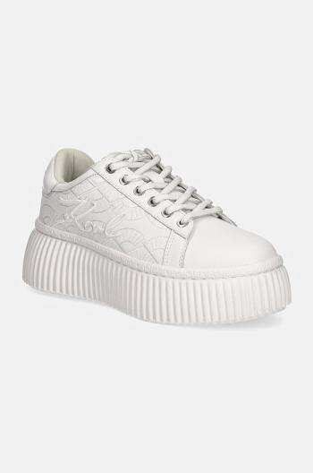 Kožené sneakers boty Karl Lagerfeld KREEPER bílá barva, KL42324A