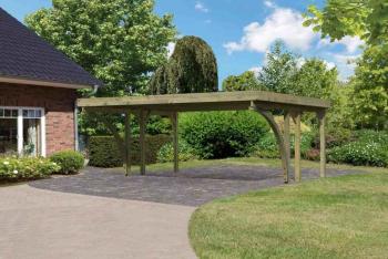 Dřevěný přístřešek / carport CLASSIC 1C s plechy Lanitplast