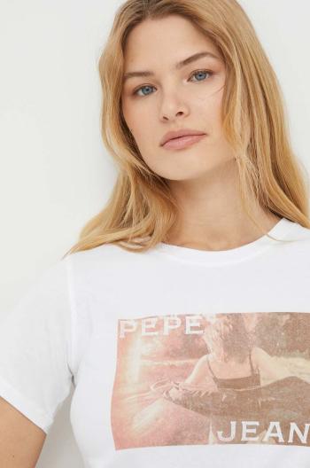 Bavlněné tričko Pepe Jeans HIGI bílá barva, PL505744