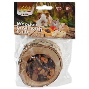 Miska Nature Land Nibble plněná ovocem dřevěná 120g