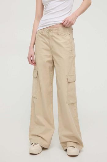 Kalhoty Levi's BAGGY CARGO dámské, béžová barva, široké, high waist