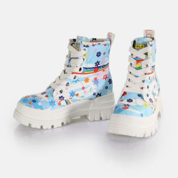 BUFFALO Aspha Lace Up Hi - Vegan Nappa - White Rainbow 36