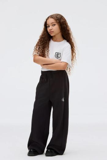 Detské tepláky Calvin Klein Jeans čierna farba, s potlačou, IG0IG02875