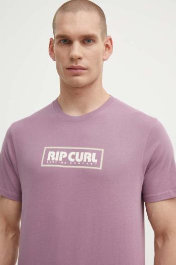 Bavlněné tričko Rip Curl fialová barva, s potiskem