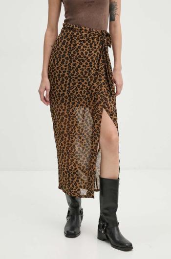 Sukně Never Fully Dressed Leopard Sheer Jaspre béžová barva, maxi, NL28362