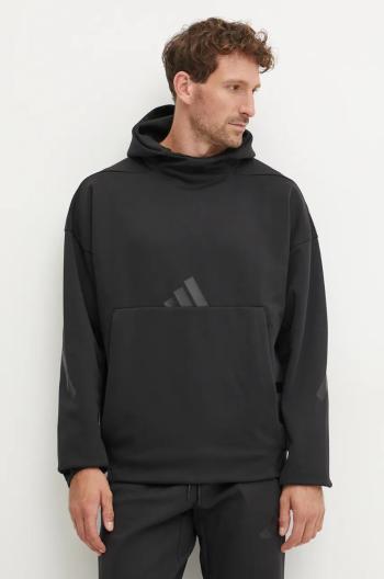 Mikina adidas ZNE pánská, černá barva, s kapucí, s potiskem, JE7537