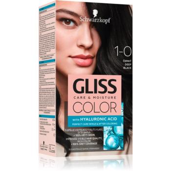 Schwarzkopf Gliss Color permanentní barva na vlasy odstín 1-0 Černý 2x60 ml