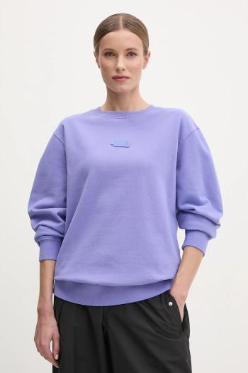 Bavlnená mikina The North Face Nature Relaxed dámska, fialová farba, s nášivkou, NF0A8BVX0YI1