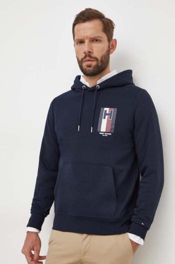 Mikina Tommy Hilfiger pánská, tmavomodrá barva, s kapucí, s potiskem, MW0MW33665