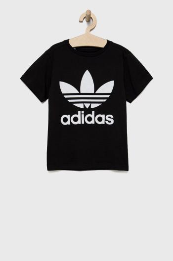 Dětské bavlněné tričko adidas Originals H25245 černá barva, s potiskem