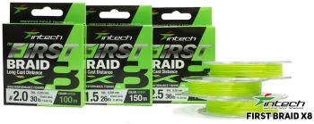 Intech first splétaná šňůra braided line braid x8 green 150 m - 0,205 mm 11,8 kg