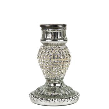 Stříbrný skleněný svícen s kamínky Rhinestone silver S - 10 cm GWKLSZ10