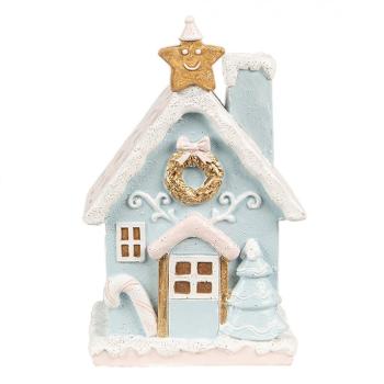 Modrá svítící perníková chaloupka Gingerbread House - 9*8*15 cm 6PR4201