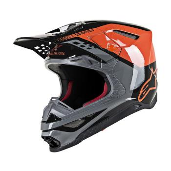 Moto přilba Alpinestars Supertech S-M8 Triple MIPS oranžová/šedá/černá  XL (61-62)