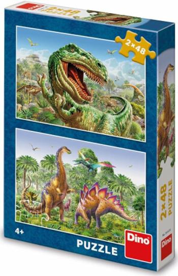 Puzzle 2x48 Souboj dinosaurů