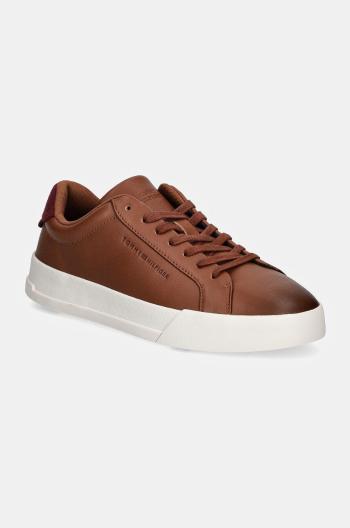 Kožené sneakers boty Tommy Hilfiger TH COURT SEASONAL WINTER 4A hnědá barva, FM0FM05207