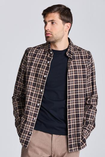 KOŠILE GANT D2. SLIM TWILL CHECK SHIRT COCOA BEAN